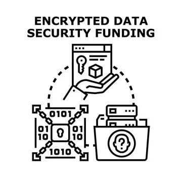 Encrypted data security funding and digital protection 스톡 일러스트