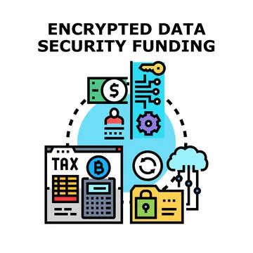 Encrypted data security funding business process concept Stock Illustration