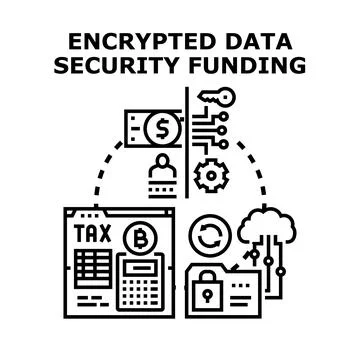 Encrypted data security funding business process concept Stock Illustration