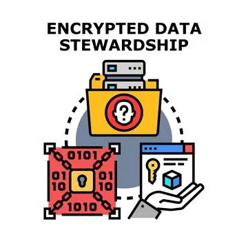 Encrypted data stewardship protecting information security Stock-Illustration