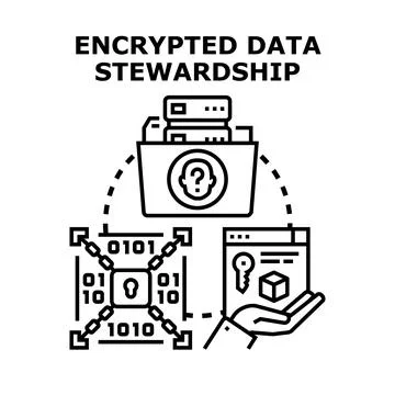 Encrypted data stewardship protecting information security 스톡 일러스트
