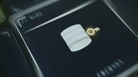 Encrypted data storage icon, database security 스톡 동영상 335464902
