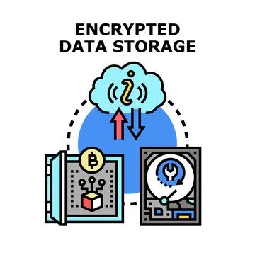 Encrypted data storage networking secure cloud computing Illustrazione stock
