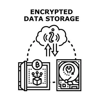 Encrypted data storage networking secure cloud computing 스톡 일러스트