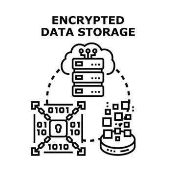 Encrypted data storing preventing unauthorized access 스톡 일러스트