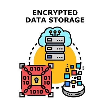 Encrypted data storing preventing unauthorized access Stock Illustration