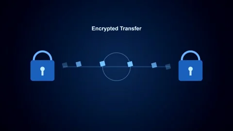 Encrypted data transfer animation with digital locks in 4K 動画素材 347391013