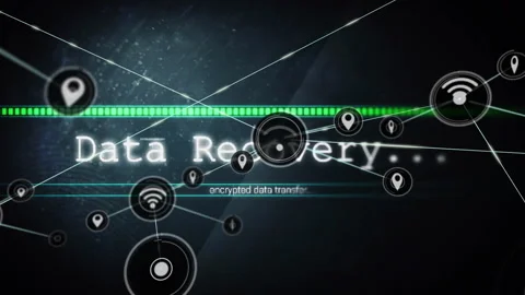 Encrypted data transfer animation with network connections and digital symbols Stock Footage 304642740