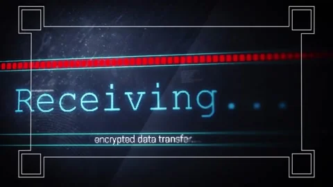 Encrypted data transfer animation with red progress bar on dark background Stock Footage 328978396