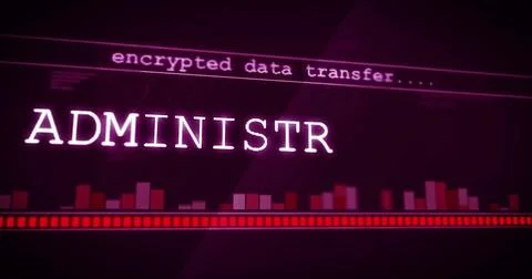 Encrypted data transfer image over red and purple bar graph Stock Illustration