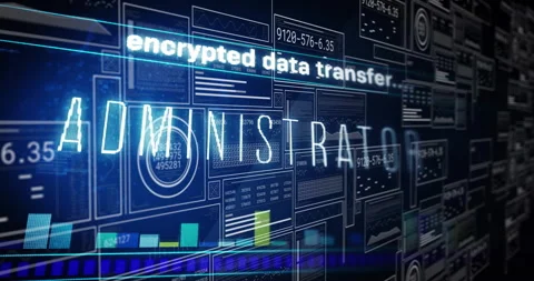 Encrypted data transfer text over digital graphs and charts animation Stock Footage 305816912