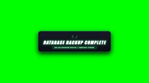 Encrypted Database Cloud Backup Completed Successfully Badge on Green Screen Vídeos de archivo 345878301