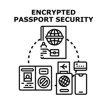 Encrypted digital passport security concept symbolizing data protection 스톡 일러스트