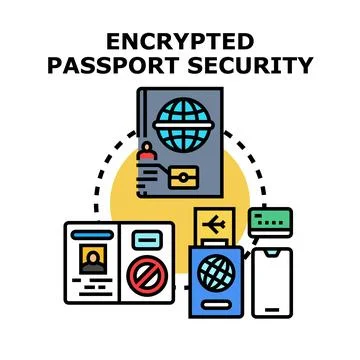 Encrypted digital passport security concept symbolizing data protection Stock Illustration