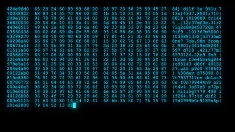 Encrypted fast long scrolling programming security hacking code data flow stream Stock Footage 102263851