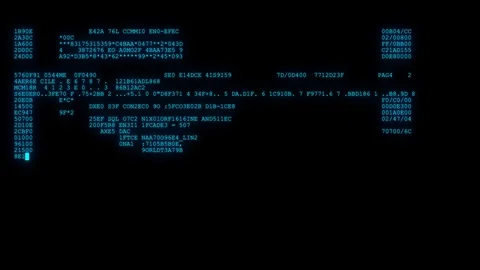Encrypted fast long scrolling programming security hacking code data flow stream Stock Footage 102271197