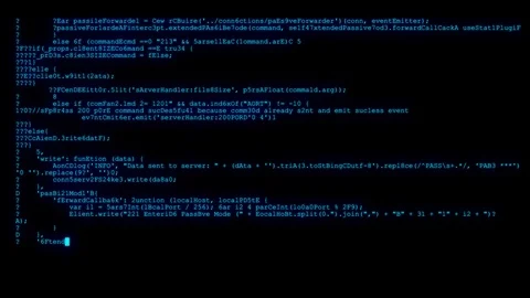 Encrypted fast long scrolling programming security hacking code data flow stream Stock Footage 102272334