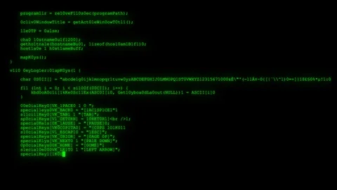 Encrypted fast long scrolling programming security hacking code data flow stream Stock Footage 102313193