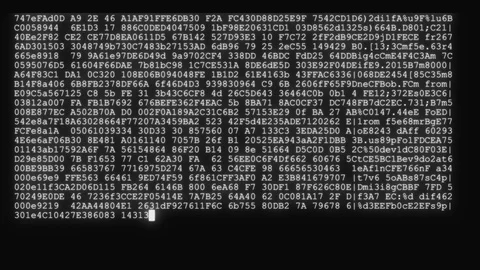 Encrypted fast long scrolling programming security hacking code data flow stream Stock Footage 104239824