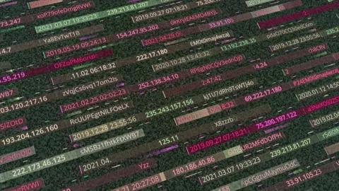 Encrypted fast scrolling hacking code data flow on a display, seamless loop Stock Footage 158113575