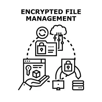 Encrypted file management protecting data and digital assets Stock Illustration