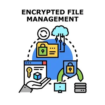 Encrypted file management protecting data and digital assets Stock Illustration