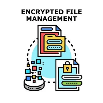 Encrypted file management protecting important digital data Stock Illustration