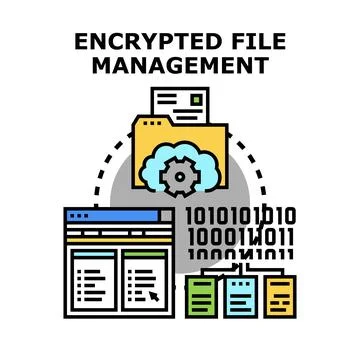 Encrypted file management protecting important digital data Stock Illustration