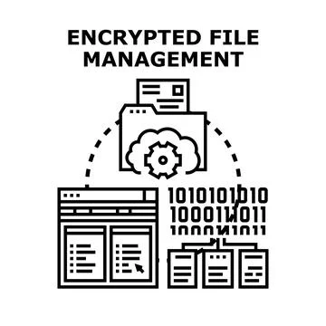 Encrypted file management protecting important digital data Stock Illustration