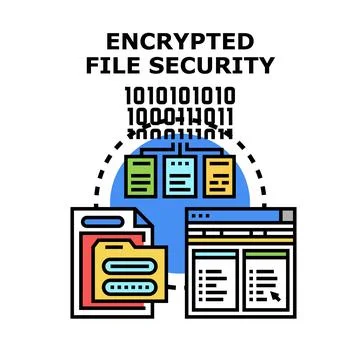 Encrypted file security protecting confidential data access Illustrazione stock