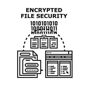 Encrypted file security protecting confidential data access Illustrazione stock