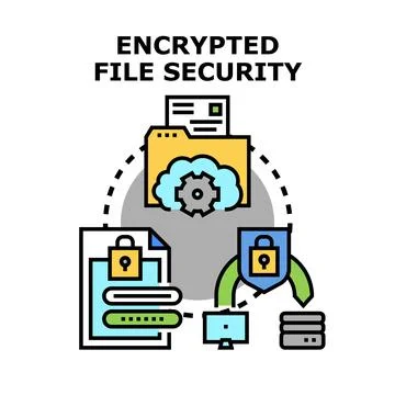 Encrypted file security protecting confidential data access Stock Illustration