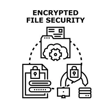 Encrypted file security protecting confidential data access Stockillustratie