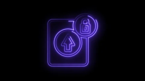 Encrypted file upload neon style secure data transfer and security icon conce Stock Footage 312307643