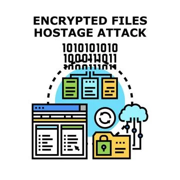 Encrypted files data hostage attack vector concept Stock Illustration