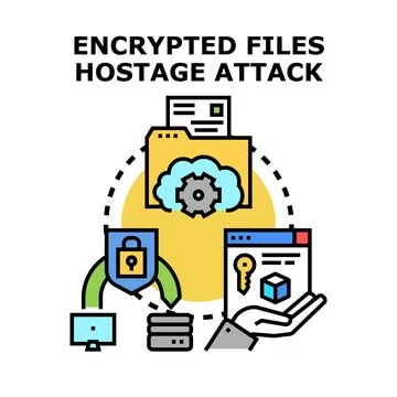 Encrypted files hostage attack and data security Stock Illustration
