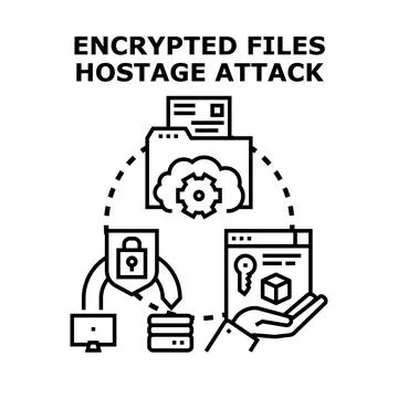 Encrypted files hostage attack and data security Stock Illustration