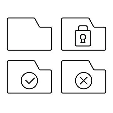 Encrypted folder, folder with check mark, folder with cross mark and simple.. イラスト素材