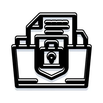 Encrypted folder protecting confidential digital documents Stock Illustration