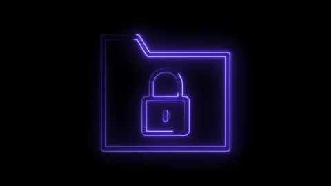 Encrypted folder security data protection neon style digital illustration Stock Footage 322975193