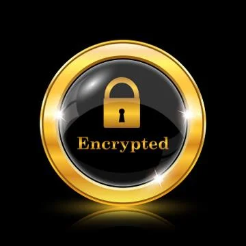 Encrypted icon. Internet button on black background. EPS10 vector. Illustrazione stock