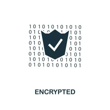 Encrypted icon. Monochrome style design from crypto currency icon collection. UI Stock Illustration