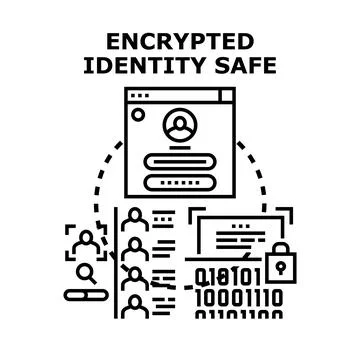 Encrypted identity safe protecting personal digital data Stock Illustration
