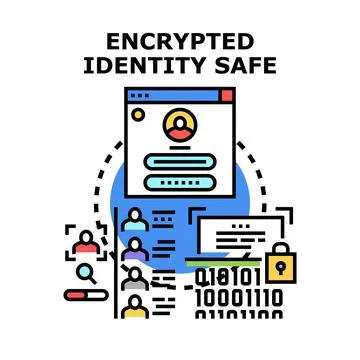Encrypted identity safe protecting personal digital data Stock Illustration