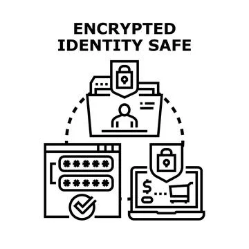 Encrypted identity safe securing online data and privacy Stock Illustration