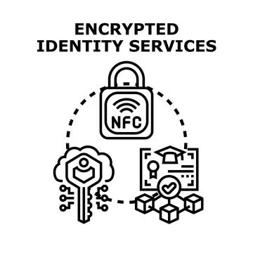 Encrypted identity services protecting digital information access Stock Illustration