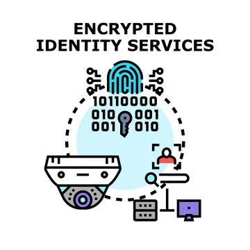 Encrypted identity services protecting digital data security Stock Illustration