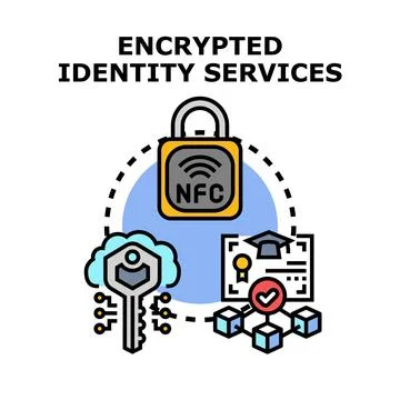 Encrypted identity services protecting digital information access Stock Illustration