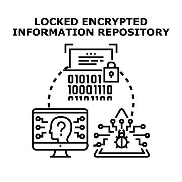 Encrypted information repository security data protection concept Stock Illustration