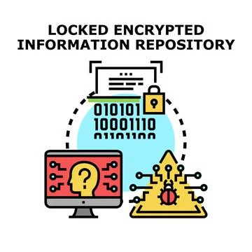Encrypted information repository security data protection concept Stock Illustration
